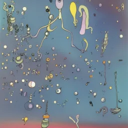 microcosm with planktonic creatures by yves tanguy and dr seuss