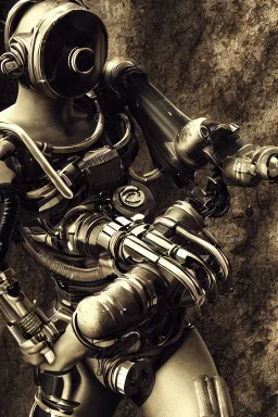 diver like a cyborg,with a gun,hi quality detail,hi quality textures,cinematic,realistic