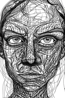 Black and white complex sketched face