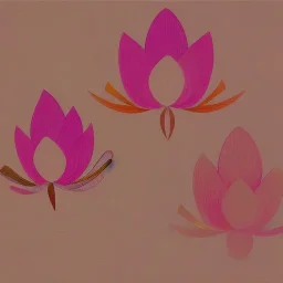 pink lotus, Beige Ribbons Modern Abstract