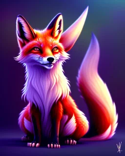 clean art of a cute fantasy fox creature, soft lighting, soft pastel gradients, high definition