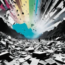 [Shattered Image by multiple bands of collage, distorted colours, double exposed] the iconic scene of Citizen Kane