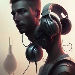 8K resolution concept art portrait by Greg Rutkowski, DJ, headphones, performance