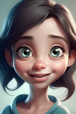 Stwórz obraz dziewczyny która wygląda jak postać z animacji disneya ma duże oczy dobrze widoczne uśmiechnięte usta twarz skierowana jest do nas przodem. Powinna być widoczna cała sylwetka. dziewczyna sprzedaje watę cukrową