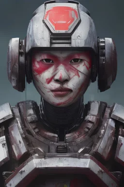 japan head portrait, warrior costume, warrior armor , village, meditation, woods, galaxy sky, 8k quality , portrait,beautiful robotic ,ghost in the shell , post-apocalyptic in a cyberpunk city, realistic, intriacte detail, sci-fi fantasy style, volumetric lighting,24mm , particales,highly detailed,cinematic, deep purple , green eyes .