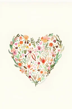 Flower Heart Print, Valentines Day , Floral Watercolour Painting, Nursery Print, Girls , Boho