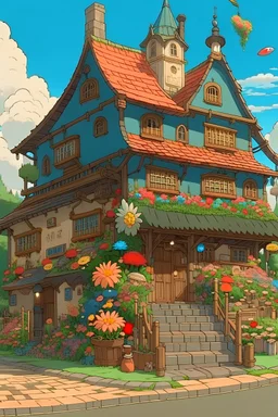 uma loja de flores, ghibli style