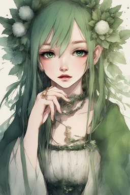 cute pretty girl fea, Opulent green deep bright eyes, shy, 2D, winter, princess, fairytales, aquarell-style, Yoshikata Amano, Edwin Landseer, Russ Mills, Victo Ngai, Bella Kotak, hyperdetailed 8K resolution HDR DSLR, ultra_detailed, ultra_quality, CGSociety, intricately detailed, color depth