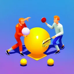 shiny isometric toy monsters playing table tennis, soft smooth lighting, with soft colors, 100mm lens, 3d blender render, trending on polycount, modular constructivism, blue background, physically based rendering, centered well within frame.