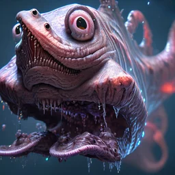 fluid ink angler fish creature, unreal engine 5, 8k resolution, photorealistic, ultra detailed