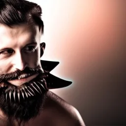 human with batwings, claws and beard