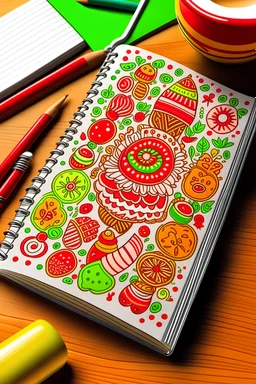 Create a bestselling notebook cover with a festive holiday theme. The design should feature a cheerful gingerbread motif and vibrant colors, evoking the warmth and joy of the season. Incorporate traditional holiday symbols for an eye-catching and must-have look during the holidays.