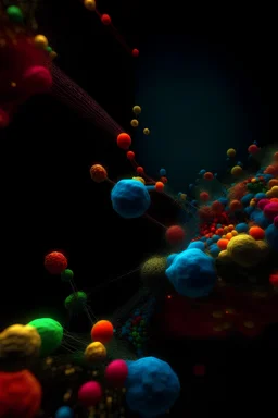 Multicoloured Biomolecules in a dark background