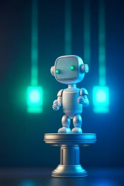 cute adorable chat robot behind podium with expensive microphone, its such a perfect day i am glad i spent it with you, motion blur, smoke, 4k, downlight, soft light, depth of field, photorealism, trending on art station