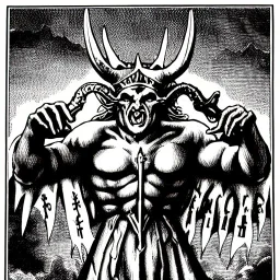 Devil demon satan king war code prophecy black and white world end