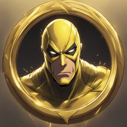 reverse flash animated inside a golden medalion