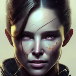 Portrait of nathalile Portman, dramatic lighting, illustration by greg rutkowski, yoji shinkawa, 4k, digital art, concept art, trending on artstation