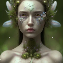 Portrait of beautiful girl, face dept of field,face shining, plant, metal,lens blur,,Unsharp masking, feathers,central weight average,Laplacian filt CWA Dryad,Median filter fae, sidhe, ominous, nature, plants, wildflower sparkle,wildflower 3d view, facepaint, dnd character portrait, intricate, oil on canvas, masterpiece, expert, insanely detailed, 4k resolution, retroanime style, cute big circular reflective eyes, cinematic smooth, intricate detail , soft smooth lighting, soft pastel colors