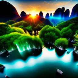 Wulingyuan Scenic Area, China, Pakistan,extremely detailed digital painting, high resolution,8k, realistic, beautiful, volumetric lighting, mystical colors ,perfectly centered image, perfect composition, rim light, beautiful lighting,masterpiece, stunning scene, raytracing, anatomically correct, in the style Van Gogh and robert e howard and Ken Kelley and Ohrai Noriyoshi and Simon Bisley and tomzj1.