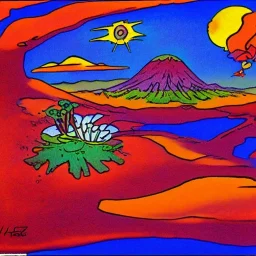 from krazy kat and ignatz mouse by herriman Coconino County, Arizona psychedelic landscape