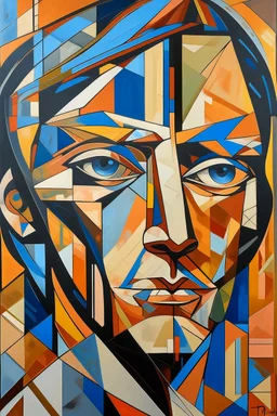 Futurism cubist painting, portrait face of fashion designer Paul Smith.