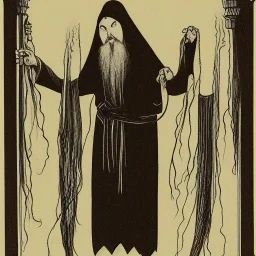 Russian Orthodox nosferatu long beard tentacles with long arms and a robe made a human faces