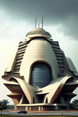 Futuristic Architectural style for building Indias Intelligence Bureau, make it visibly military and intelligence style at the same time similar to Indian Architecture
