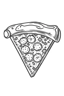 one slice of pizza minimalistic, line art, background, vector, svg, coloring page, black outline on white background