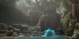 statue poseidon abandoned of stone inner between moutain, long exposure photography, swamp, water, glass, fog, highly realistic, highly detailed, intricate, 8k