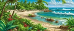 vibrant tropical beach, highly detailed, intricate detail, --tile --ar 279:246