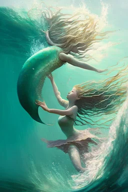 throwing a girl mermaid into the ocean