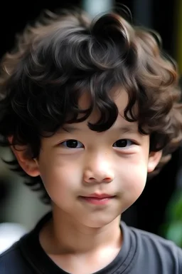 Make a picture of Leon Subin Huiyn hes vietnamese and hes young and he has curly hair and he has chubby cheeks and black hair
