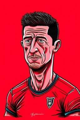 Robert Lewandowski Polish soccer player cartoon 2d