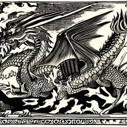 The Dragon Tales Massacre, woodcut