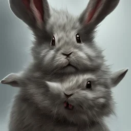 Evil humanoid rabbit, hyper realistic