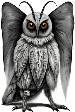 Hairy moth owl hybrid creature