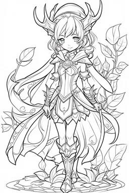 Outline art for cute Fantasy coloring pages with elf, white background, Sketch style, full body, only use outline, Mandala style, clean line art, no shadows and clear and well outlined