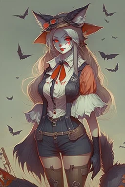 Kitsune Vampire girl with farmer clothes