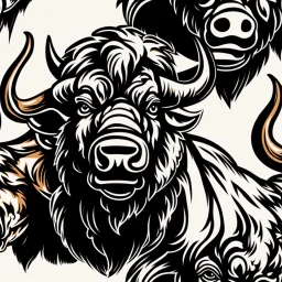 head and shoulders of a buffalo, sports mascot style