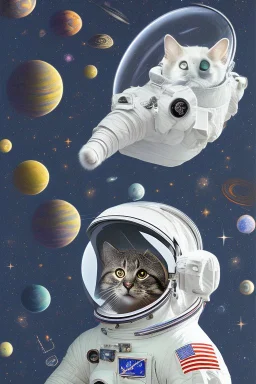 Can you imagine a world where even cats can explore the vastness of space? Well, behold the image of a feline astronaut enjoying a snack of grass while floating among the stars. Let your imagination run wild as you picture this cosmic kitty, and who knows, maybe one day we'll see it become a reality!