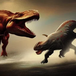 Tyrannosaurus chasing Triceratops