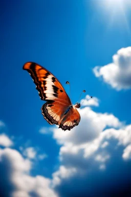 Butterfly fading and floating into the sky