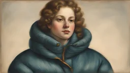 woman in puffer jacket by Andrea del sarto