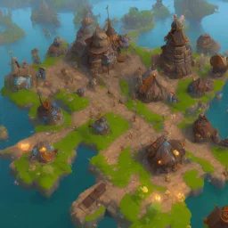 q-version mmo architecture concept in dofus，vertical view