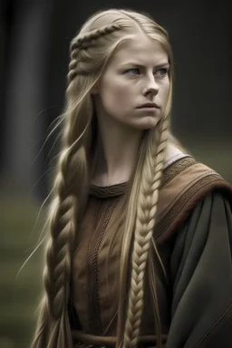 mujer vikinga, pelo largo