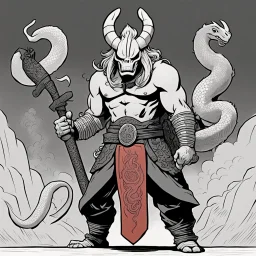 [comics Head Lopper style by Andrew MacLean] [mexican art by luchadora] the year of the snake is the year of the dragon