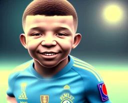 Kylian Mbappé as a baby, baby face portrait, smile, 8k resolution