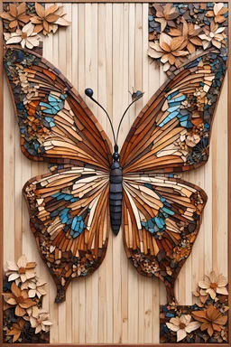 very beautiful butterfly wood mosaic