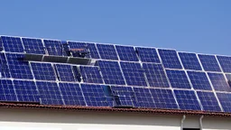 solar installation on a building with US dollar symbol