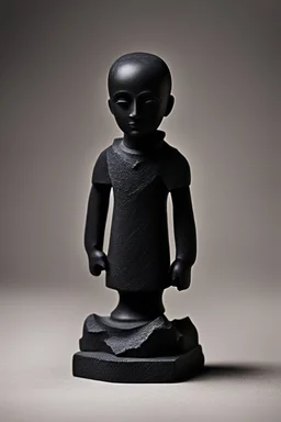 an ominous small statuette made of black stone, incomprehensible shape